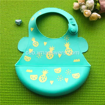 Waterproof Silicone Baby Drool Bibs Uban ang Pocket